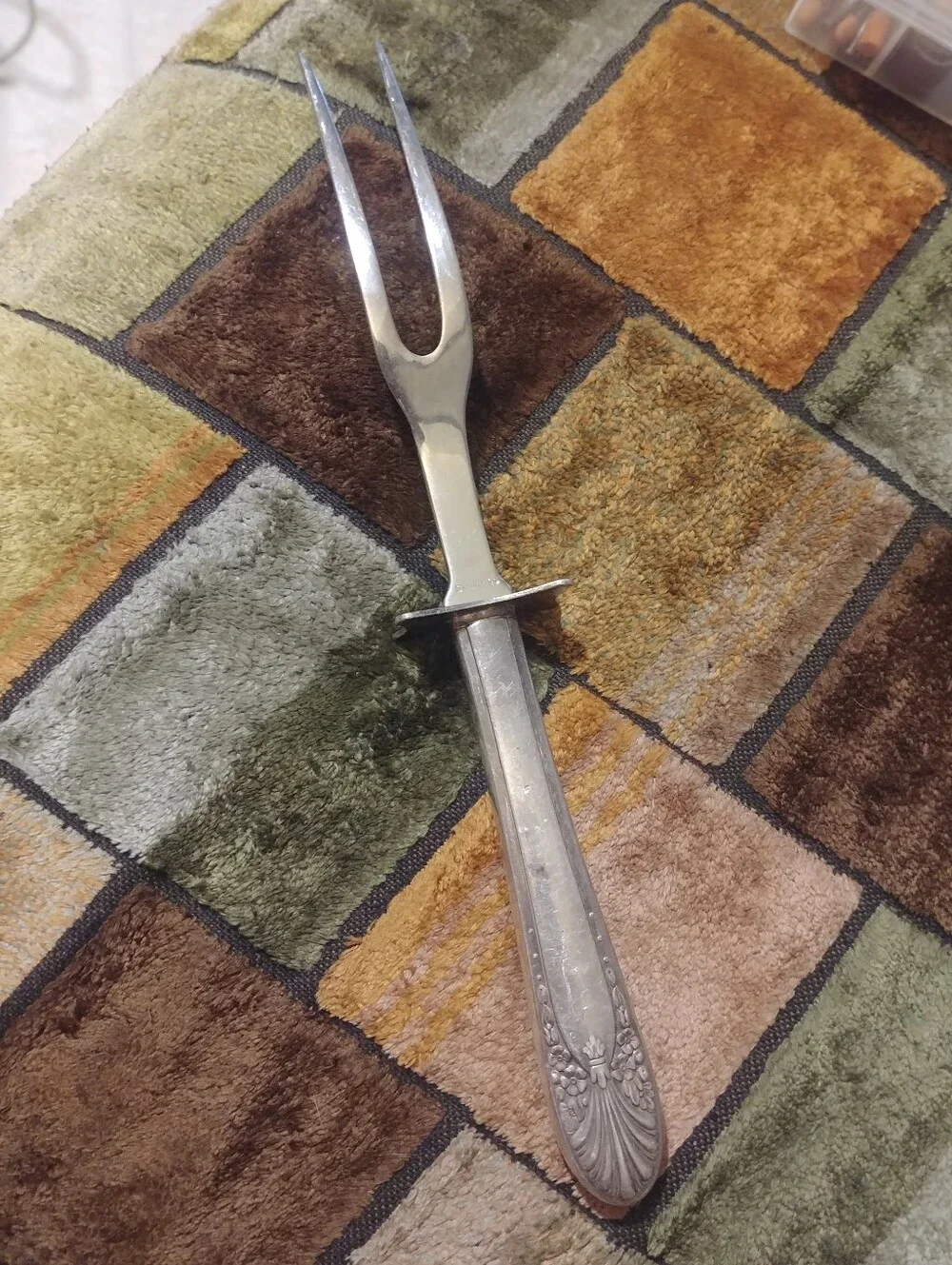 Mid Century silver-plated meat carving fork